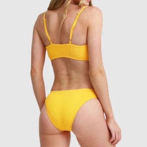 Mosmann Australia yellow lined ribbed bikini top and bottom set, size S - Picture 2 of 8